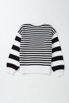 KaleaBoutique Stylish Striped Drop Shoulder Bishop Sleeve Knit Sweater - KaleaBoutique.com