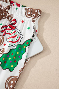 KaleaBoutique Stylish Christmas Pattern Button V Neck Pullover Drawstring Pants 2pcs Lounge Set - KaleaBoutique.com
