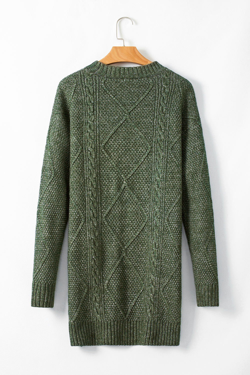 KaleaBoutique Comfortable Cable Knit Drop Shoulder Loose Fit Sweater Dress - KaleaBoutique.com
