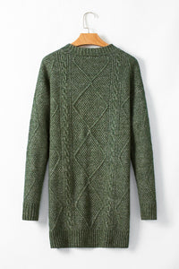 KaleaBoutique Comfortable Cable Knit Drop Shoulder Loose Fit Sweater Dress - KaleaBoutique.com