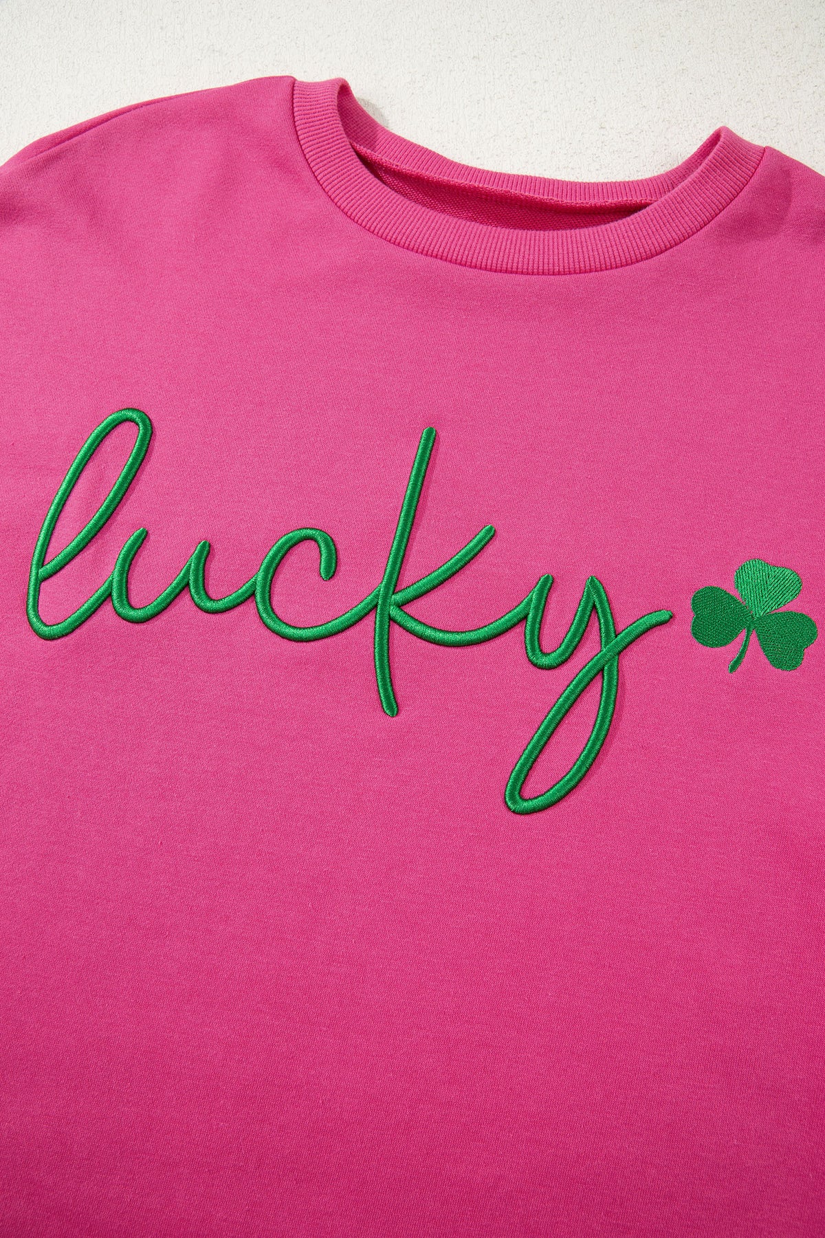KaleaBoutique Comfortable Lucky Clover Embroidered Loose Pullover Sweatshirt - KaleaBoutique.com