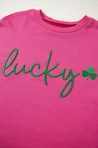 KaleaBoutique Comfortable Lucky Clover Embroidered Loose Pullover Sweatshirt - KaleaBoutique.com