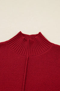 KaleaBoutique Stylish Ribbed High Neck Front Pockets Center Seam Shift Sweater Dress - KaleaBoutique.com