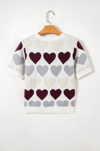 KaleaBoutique Comfortable Valentine Heart Short Sleeve Sweater - KaleaBoutique.com