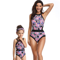 Women or Girls Matching Floral High-Neck One-Piece Swimsuits - KaleaBoutique.com