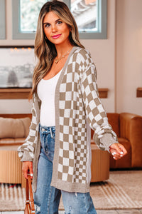 KaleaBoutique Stylish Checkered Open Front Drop Shoulder Cardigan - KaleaBoutique.com
