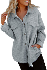 Retro Quilted Flap Pocket Button Shacket - KaleaBoutique.com