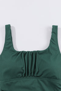 KaleaBoutique Stylish Comfortable Ruched U Neck Ribbed Tankini - KaleaBoutique.com