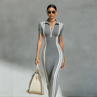 New Slim-fit White-striped Womens Dress - KaleaBoutique.com