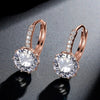 18K Gold Diamond Hoop Earrings, Crystal CZ Gem Studs, Wedding Bridal Solitaire Diamond Hoop Earring, Lever Back Minimalist Crystal Earrings - KaleaBoutique.com