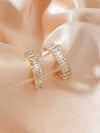 Medium Crystal Hoop Earrings, Baguette Cut CZ Crystal Stud Earrings, Bridal Huggie Hoop Earrings - KaleaBoutique.com