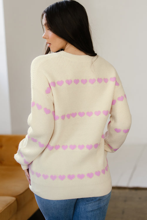 KaleaBoutique Heart Pattern Valentine Ribbed Knit Sweater - KaleaBoutique.com