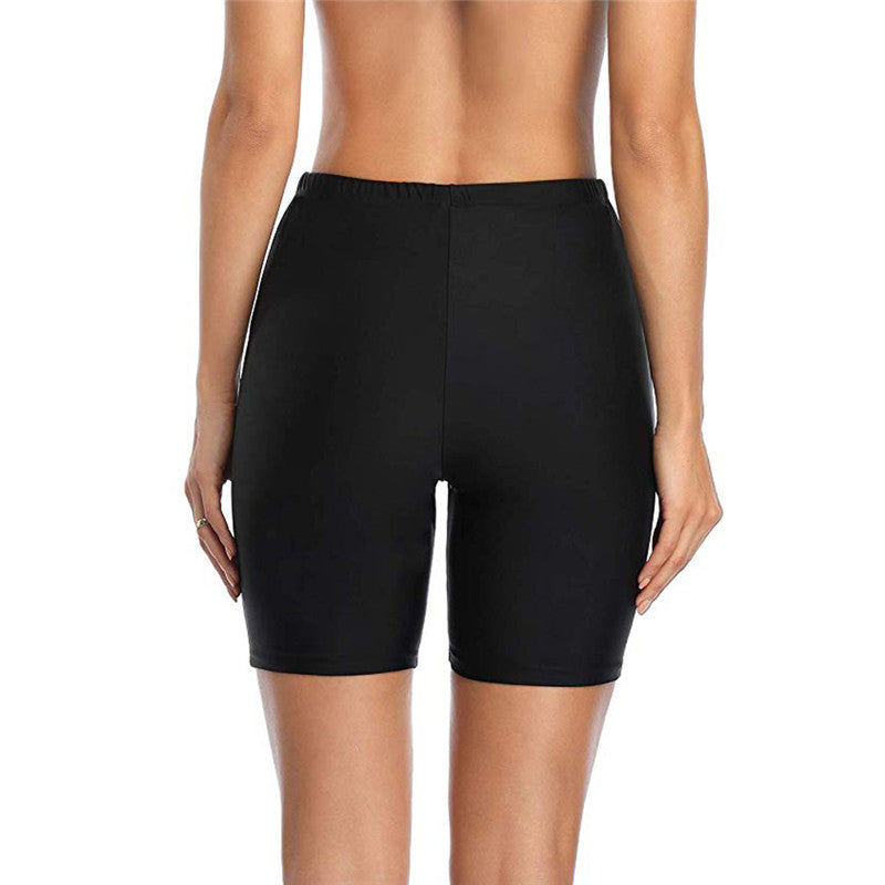 Women's Black High-Waist Longline Swim Shorts - KaleaBoutique.com