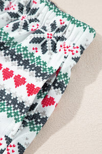 KaleaBoutique Stylish SLEIGH Snowflake Print Long Sleeve Wide Leg Lounge Set - KaleaBoutique.com