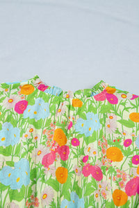 KaleaBoutique Comfortable Floral Print V Neck Short Puff Sleeve Cotton Maxi Dress - KaleaBoutique.com