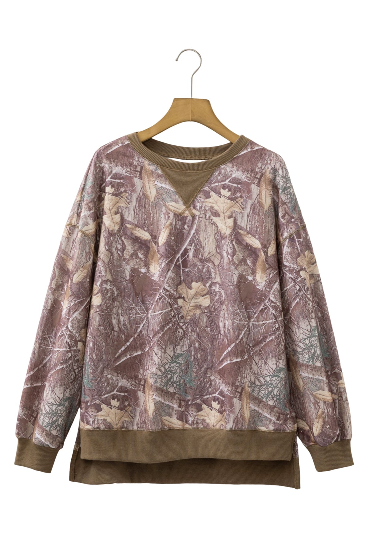 KaleaBoutique Comfortable Abstract Camo Print Color Block Detail Baggy Pullover Sweatshirt - KaleaBoutique.com