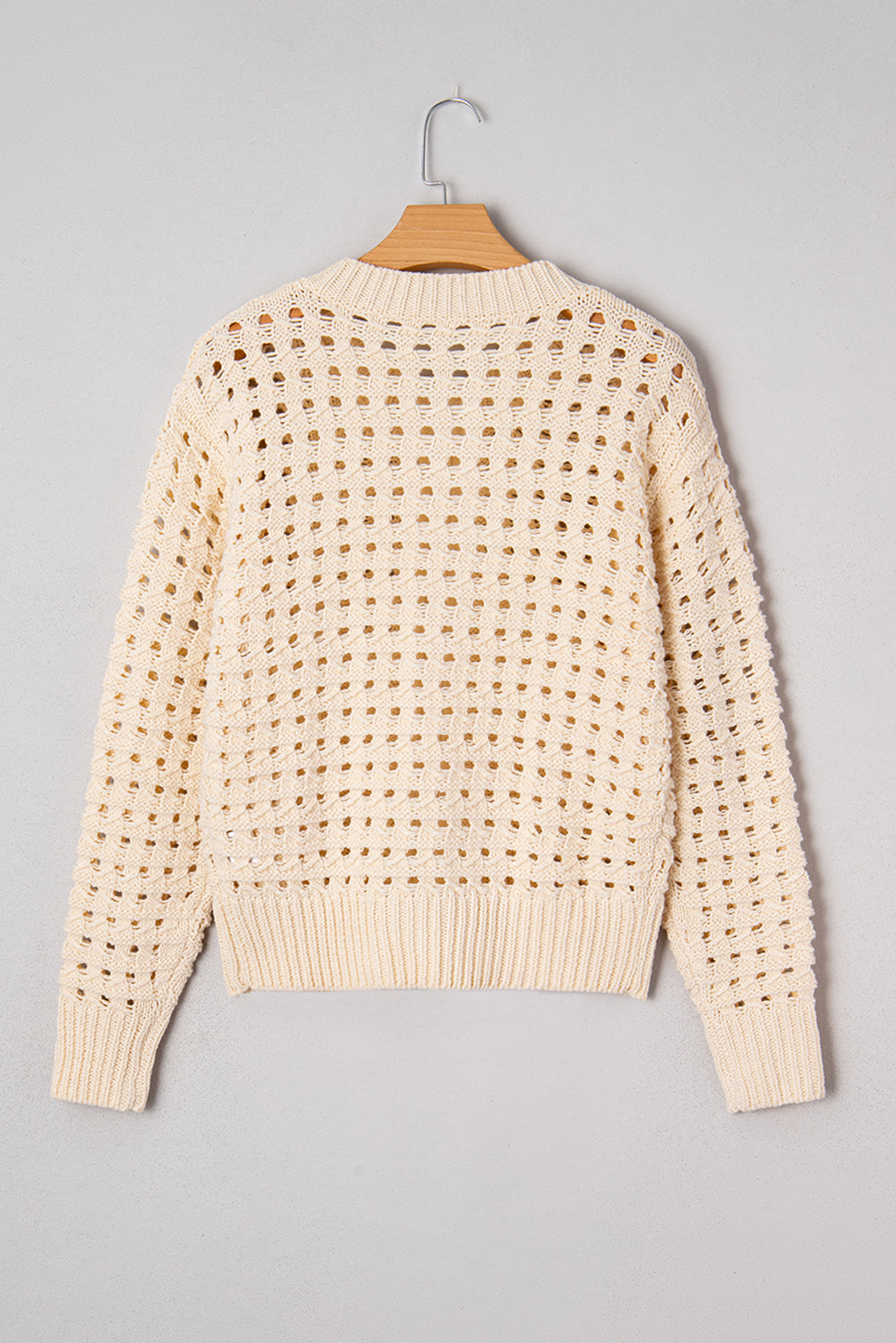KaleaBoutique Stylish Hollowed Pattern Knit Zip Up Drop Shoulder Sweater Cardigan - KaleaBoutique.com