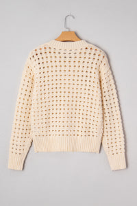 KaleaBoutique Stylish Hollowed Pattern Knit Zip Up Drop Shoulder Sweater Cardigan - KaleaBoutique.com