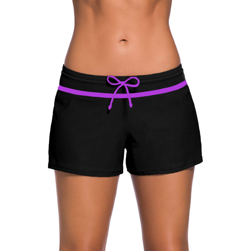 Women's Low-Rise Tie-Front Swim Shorts With Built-In Briefs - KaleaBoutique.com