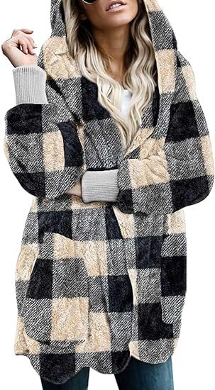 Women's Hooded Plush-Texture Longline Coat - KaleaBoutique.com