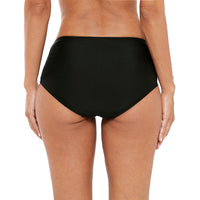 Women's Black Ruched-Waist Swim Briefs - KaleaBoutique.com