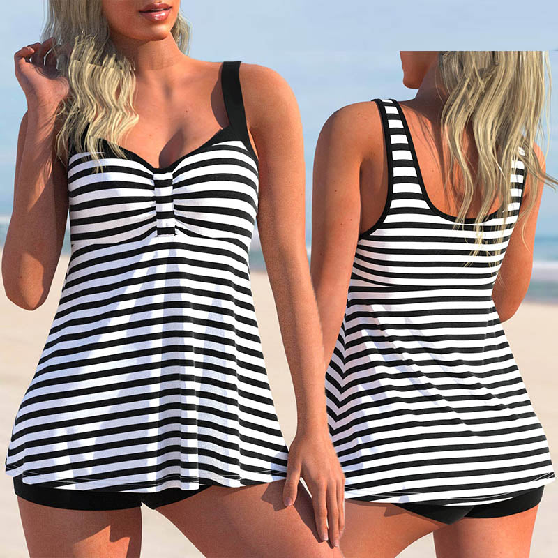 Women's Printed Swim Dress and Shorts 2 PC Tankini Set - KaleaBoutique.com
