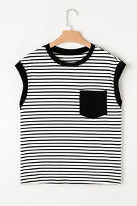 Chest Pocket Patch Round Neck Tank Top - KaleaBoutique.com