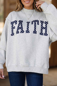 KaleaBoutique Comfortable High Neck Polka Dot Slogan Printed Baggy Sweatshirt - KaleaBoutique.com