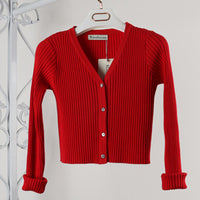 Women's Cropped Ribbed V-Neck Button-Front Cardigan - KaleaBoutique.com
