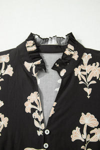 KaleaBoutique Comfortable Frilled V Neck Puff Short Sleeve Floral Mini Dress - KaleaBoutique.com