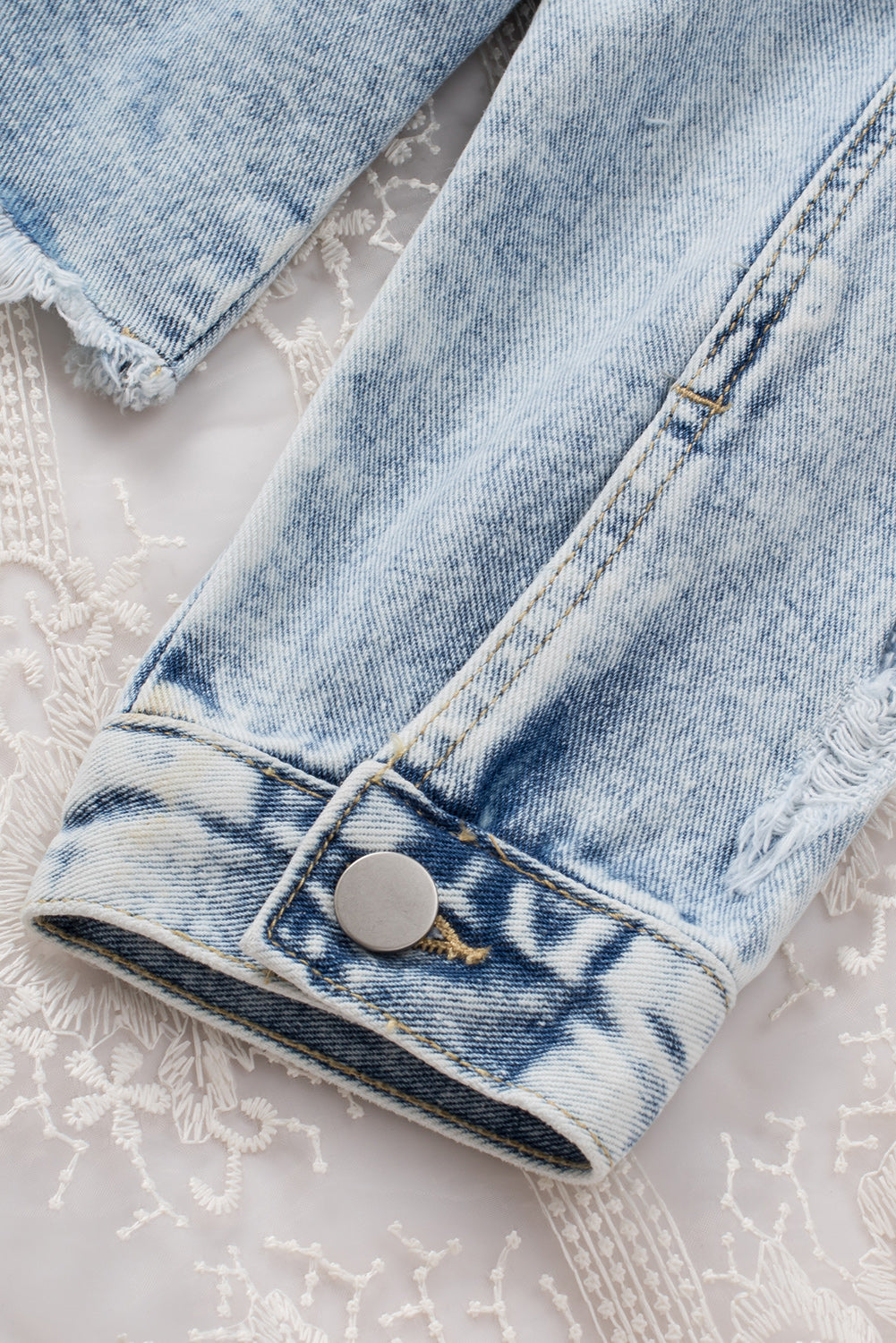 KaleaBoutieque Chic Lapel Distressed Raw Hem Buttons Denim Jacket - KaleaBoutique.com