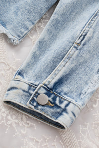 KaleaBoutieque Chic Lapel Distressed Raw Hem Buttons Denim Jacket - KaleaBoutique.com