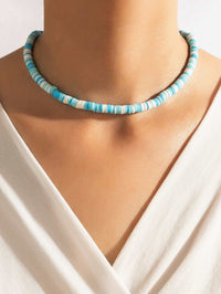 Bohemian Clay Disk Bead Necklace, Boho Bead Choker Beach Unisex Necklace, Surfer Men's Necklace - KaleaBoutique.com