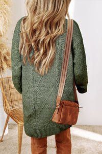 KaleaBoutique Comfortable Cable Knit Drop Shoulder Loose Fit Sweater Dress - KaleaBoutique.com