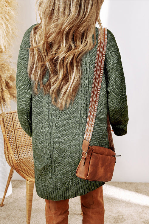 KaleaBoutique Comfortable Cable Knit Drop Shoulder Loose Fit Sweater Dress - KaleaBoutique.com