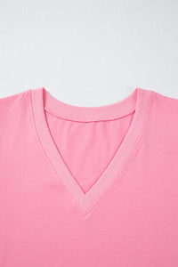 Solid Color V Neck Short Puff Sleeve Blouse - KaleaBoutique.com
