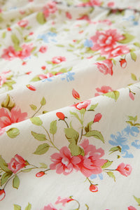 KaleaBoutique Stylish Striped Edge 3/4 Puff Sleeve Floral Dress - KaleaBoutique.com