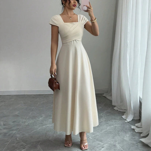 KaleaBoutique Short Sleeve A-Line Maxi Dress with Patchwork Detail - KaleaBoutique.com