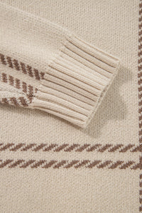 KaleaBoutique Plaid Pattern Knitted Drop Shoulder Sweater - KaleaBoutique.com