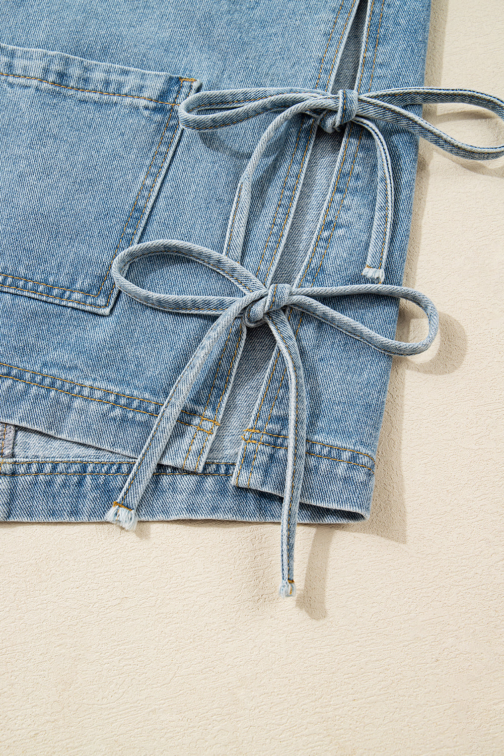 Multi Patched Pockets Side Tie up Boyfriend Style Denim Jacket - KaleaBoutique.com