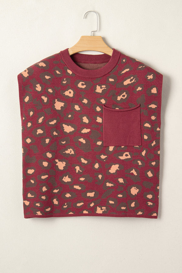 KaleaBoutique Stylish Leopard Print Cap Sleeve Knitted Top - KaleaBoutique.com