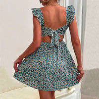 Women's Square-Neck Ruffle-Strap A-Line Mini Dress - KaleaBoutique.com