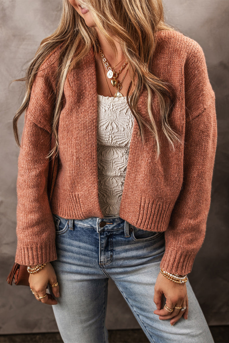 Drop Shoulder Open Front Cropped Cardigan - KaleaBoutique.com