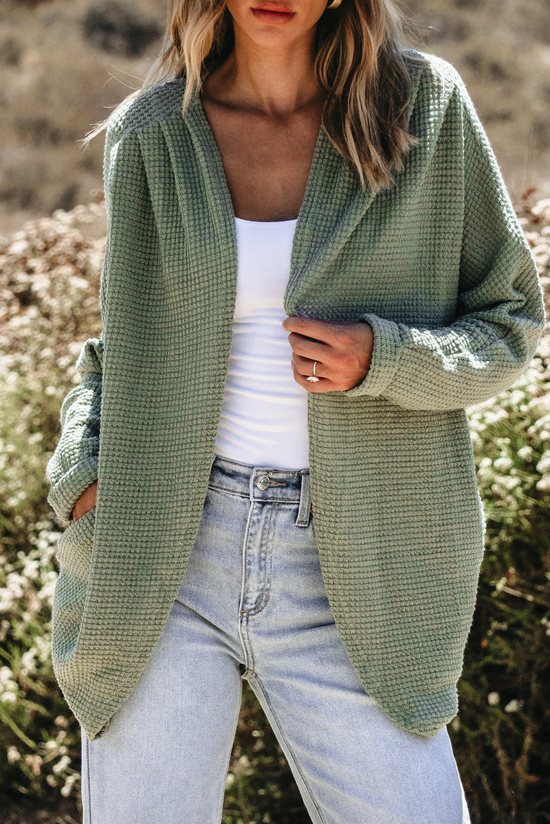 KaleaBoutique Perfect Comfortable Waffle Knit Open Front Cardigan - KaleaBoutique.com