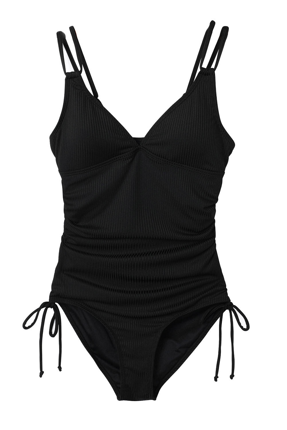KaleaBoutique Stylish Adjustable Straps Ribbed Knit One Piece Swimsuit - KaleaBoutique.com