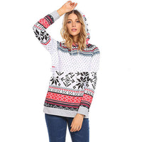 Women's Christmas Reindeer-Print Pullover Hoodie - KaleaBoutique.com