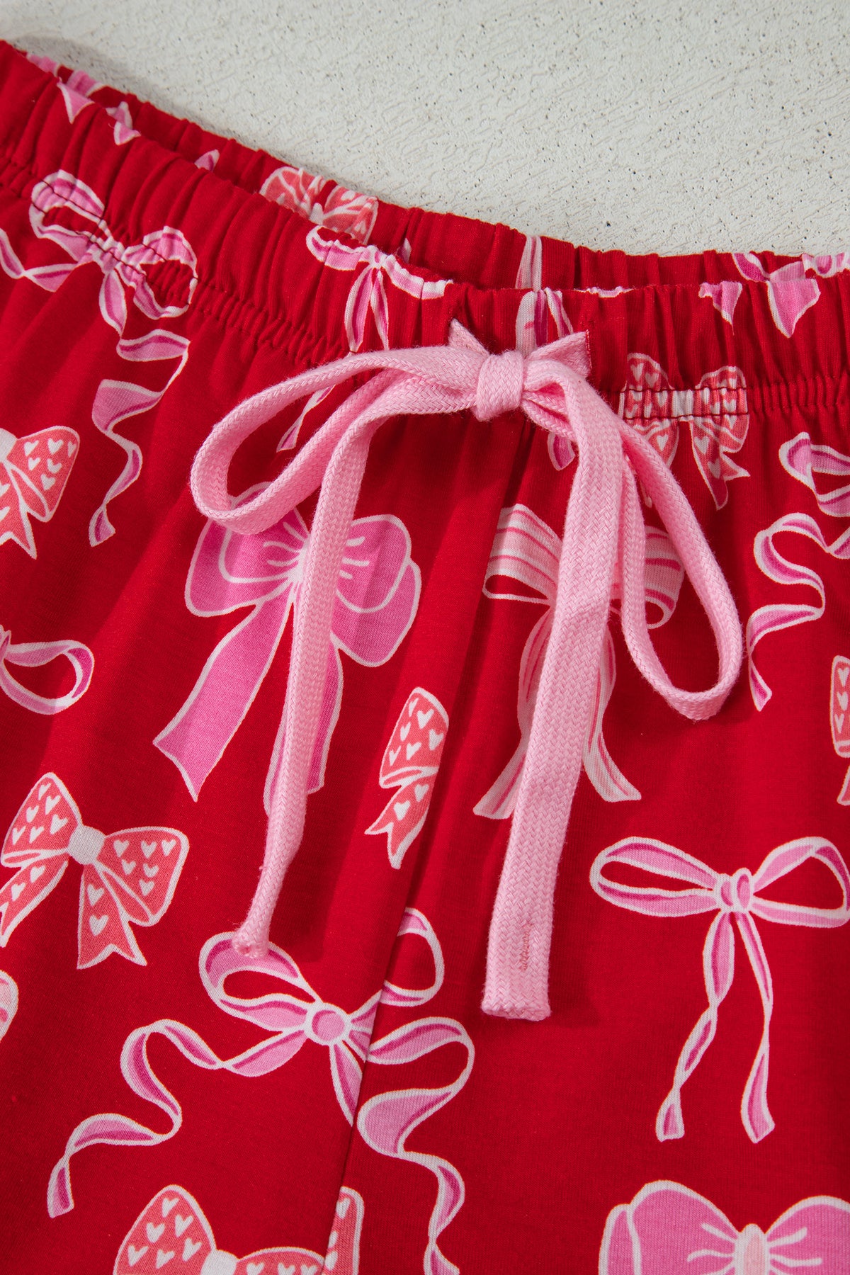 KaleaBoutique Stylish Sweet Bow Print Ruffled Short Sleeve Shirt Shorts 2pcs Pajama Set - KaleaBoutique.com