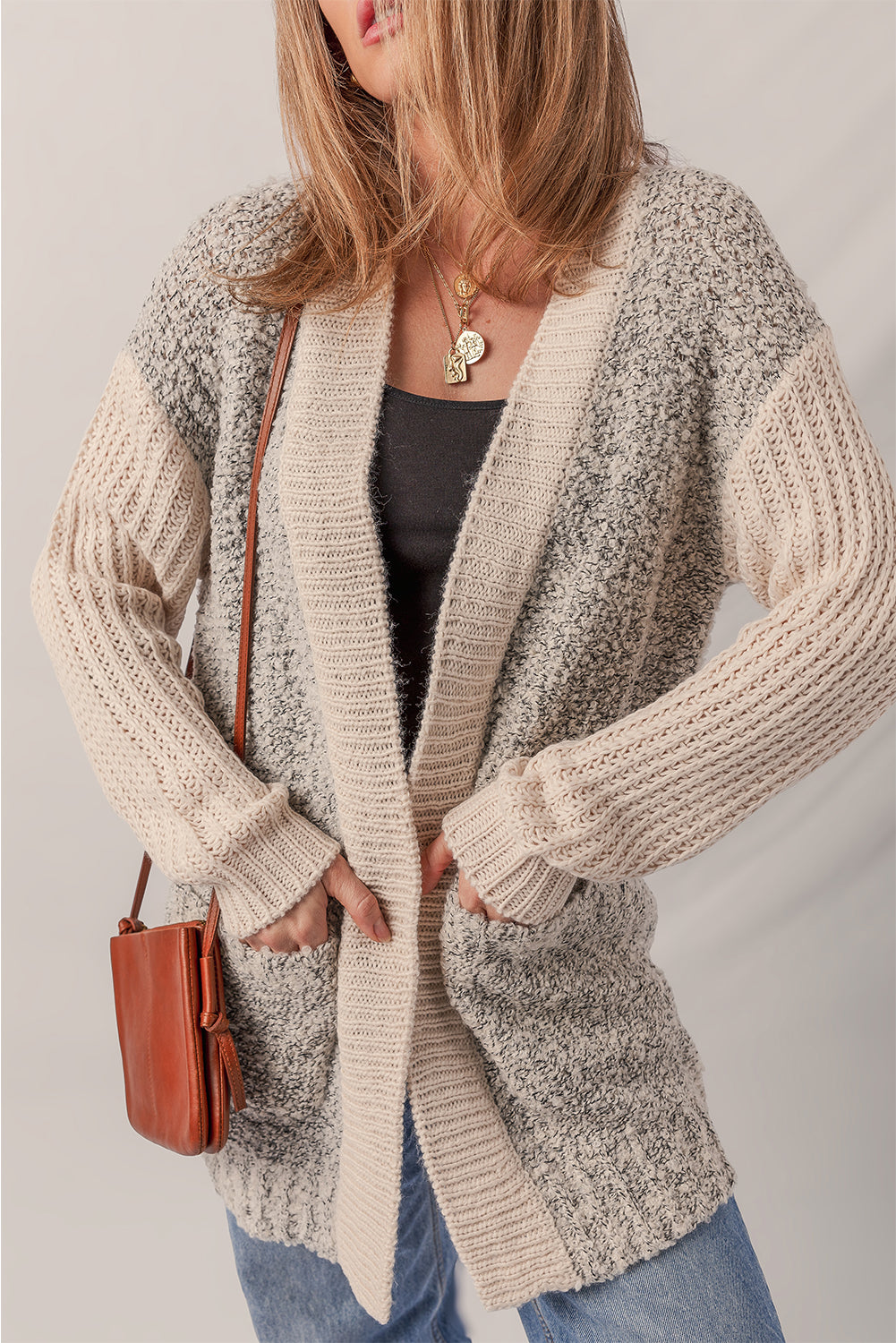KaleaBoutique Comfortable Color Block Side Pockets Open Front Cardigan - KaleaBoutique.com