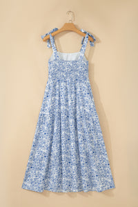 KaleaBoutique Stylish Floral Print Knot Straps High Waist Flared Maxi Dress - KaleaBoutique.com