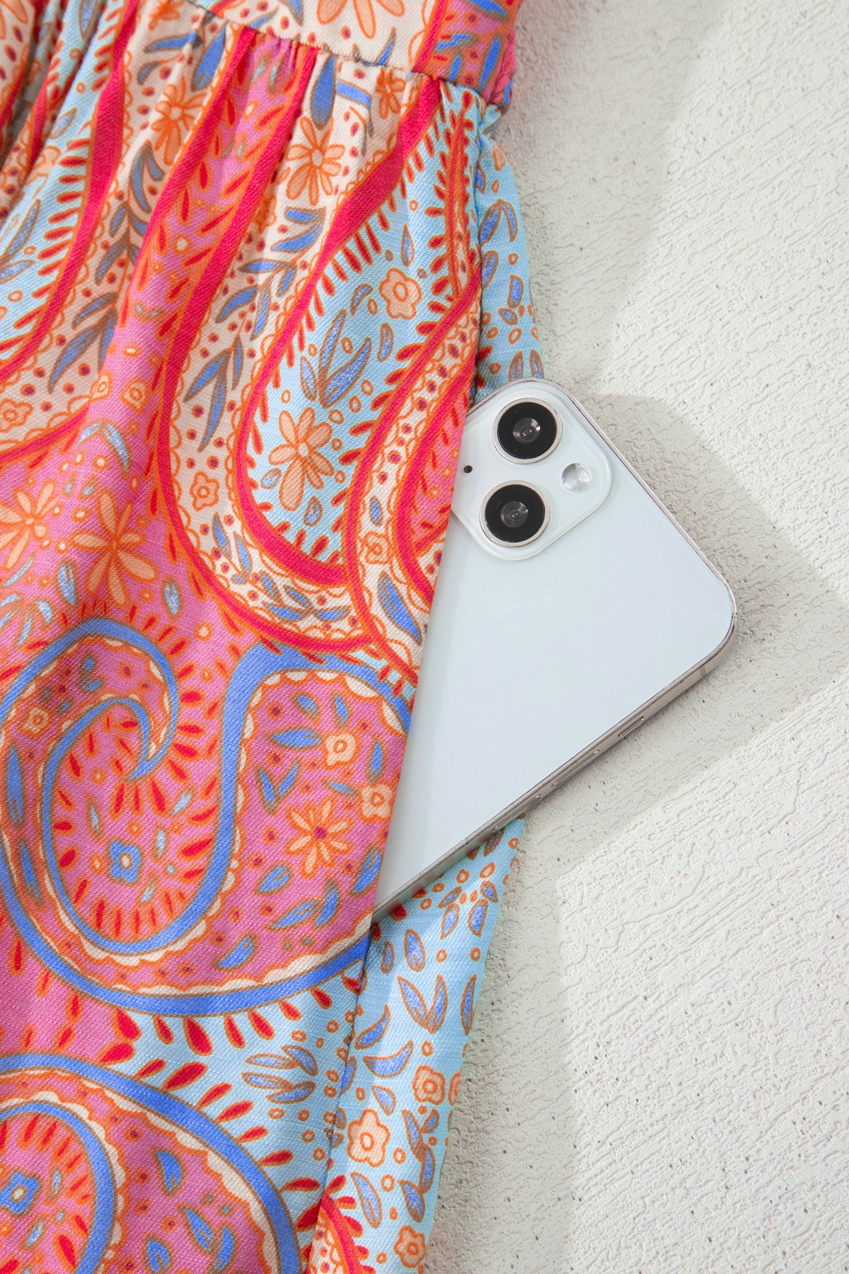 KaleaBoutique Comfortable Paisley Print V-Neck Short Sleeve Boho Maxi Dress with Ruffle Details - KaleaBoutique.com